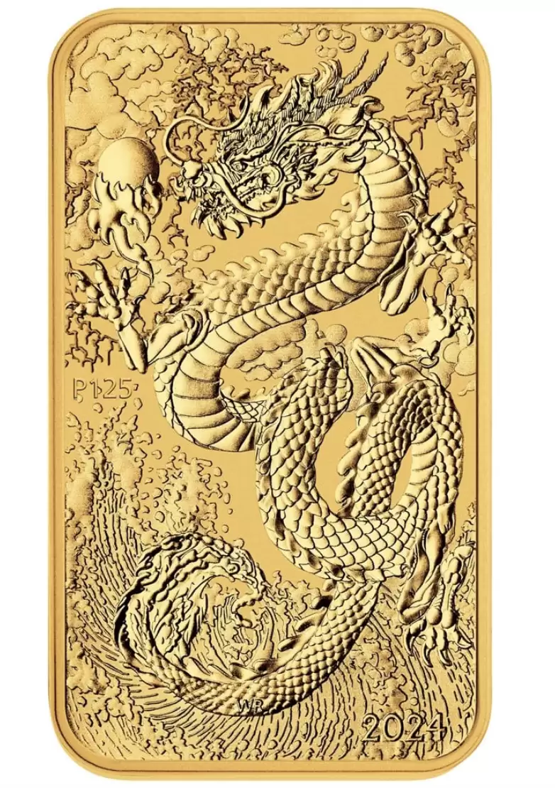 1oz Gold 9999 Perth Mint Bullion Rectangular Dragon 2024